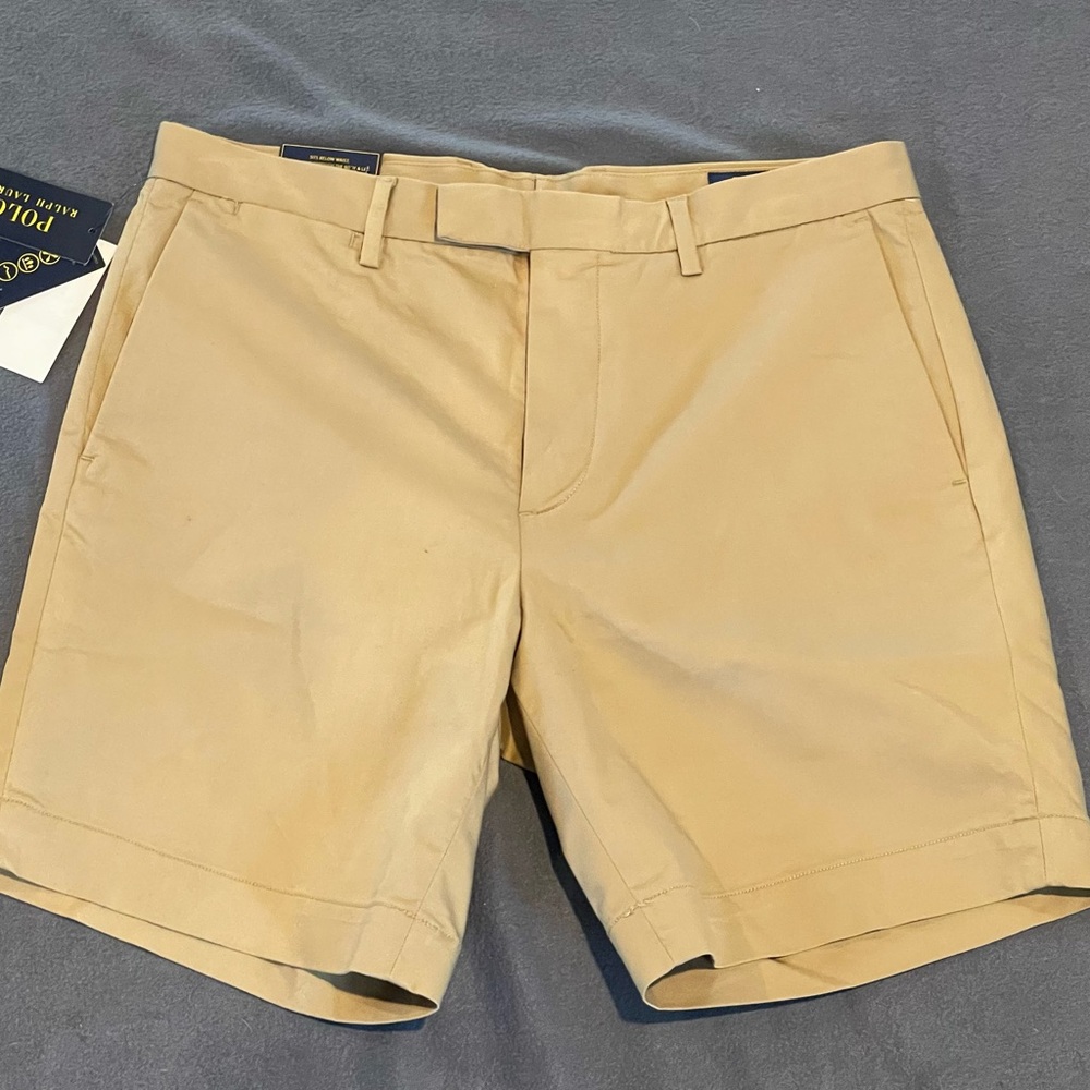Polo Ralph Lauren stretch straight fit shorts mens size 33 NWT tan